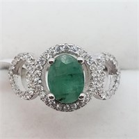 S/Sil Emerald CZ Ring