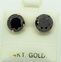 14K Black Diamond(3.88cts) Earrings