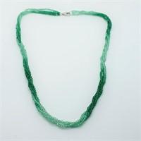 S/Sil Graduated Green Agate Necklace