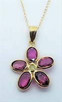 14K Pink Sapphire(2.3cts) Diamond Necklace