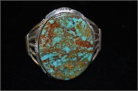 Royston Turquoise Cuff Sterling Bracelet  2.5"