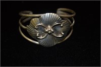 Sterling Hibiscus Sterling Cuff Bracelet 1.5" Wide