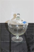 COVERED GLASS CANDY DISH