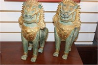 LARGE PAIR OF BRONZE CHINESE DOGS