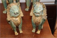 SMALL PAIR OF BRONZE CHINESE DOGS
