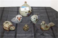 SELECTION OF GLAZED MEXICAN POTTERY ANIMALS AND MO