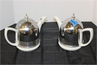 PAIR OF HALL MID CENTURY INSULATED COVERED TEAPOTS