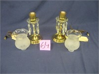 2 BRASS & GLASS LAMPS BY  DUMONT LAMP CO