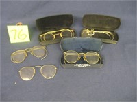 5 PAIR OF ANTIQUE EYE GLASSES (SOME GOLD FILLED)