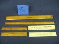 4 WOODEN & 2 PLASTIC ADVERTISING RULERS