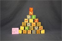 ANTIQUE WOODEN LETTER CHILDS BLOCKS