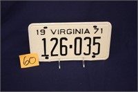 2 NUMBERS MATCH LICENSE PLATES 1971 VIRGINIA
