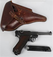 P-08 LUGER, MAUSER byf, 1941, W/ HOLSTER & 3 MAGS