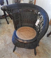 Victorian wicker side chair with cane bottom