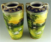 Pair of hand painted Noritake double handled