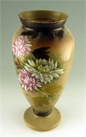 Hand painted floral Bristol vase 13” excellent