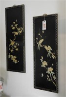 Pair of Chinese lacquer and mother of pearl