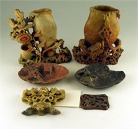 Selection of Chinese sculpted soapstone: (2)