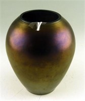 Designer art glass amethyst iridescent vase 5½”