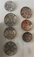 (4) Antique Chinese Rose medallion plates, (1)
