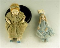 (2) miniature antique bisque dolls
