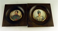 Pair of hand painted portraits of Napoleon and