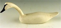 Hand carved miniature swan in swimming pose