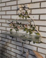 Vintage metal decorated two tier whatnot shelf