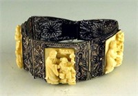 Ladies filigree and bone Chinese bracelet
