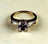 Marked 14kt white gold ring with CZ stone