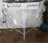 Metal frame construction marbletop console table