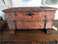 Pine document chest/box with wrought iron