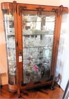Antique Oak singled door china cabinet with