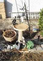 Garden lot: cast iron turned column holder,