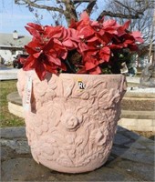 Pair of pink floral decorated 15” concrete