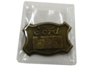 1940'S FORD WORKER'S ID 525 BRASS EMBOSSED BADGE