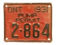 1931 ONTARIO METAL PUMP PERMIT