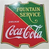 "Coca Cola Fountain Service" Porcelain Sign