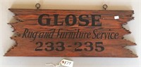 Wooden "Glose Furniture" Hanging Double-Sided Sign