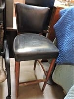 Black Faux Leather Tall Bar Stool