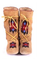 Flathead Indian High Top Beaded Moccasins