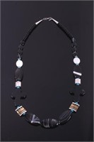 Navajo T Singer Onyx Cross Necklace