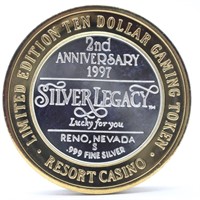 .999 Fine Silver Silver Legacy $10 Casino Token