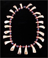 Plains Indian Trade Bead & Buffalo Tooth Necklace