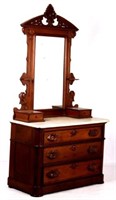 Antique Victorian Marble Top Dresser With Mirror