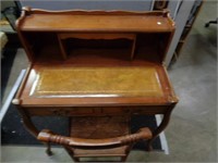 Vintage Maple Desk with Cane Seat Chair