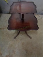 Vintage 2 Tier Wooden Dumbwaiter Table