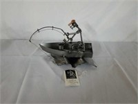 H & K Fisherman Steel Sculpture with COA