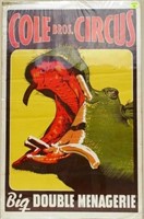 COLE BROS. CIRCUS "BIG DOUBLE MENAGERIE" POSTER