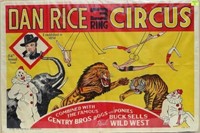DAN RICE 3-RING CIRCUS POSTER, C.1936
